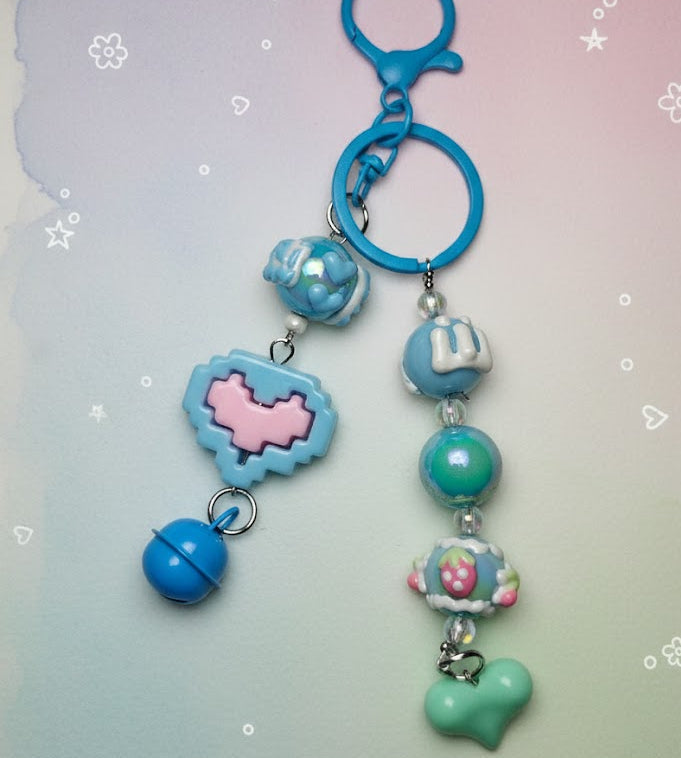 Cute heart bead key Chain Bag Charm (One Piece)