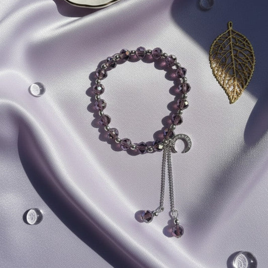 Moon crystal bracelet - purple