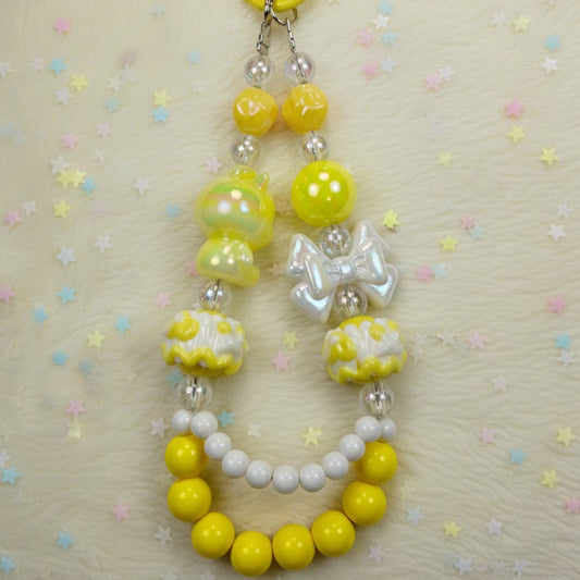 Beaded yellow double layered Phone Charm (One Piece)